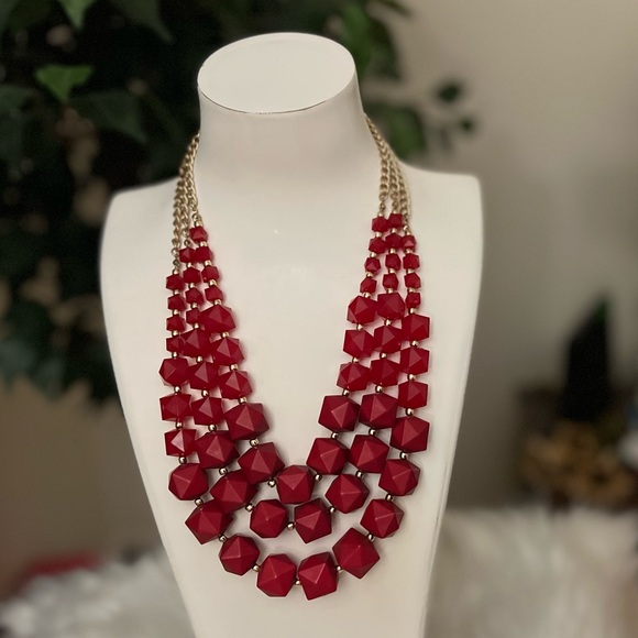 Charming Charlie Red Cubed Spikes Necklace - Picture 4 of 5